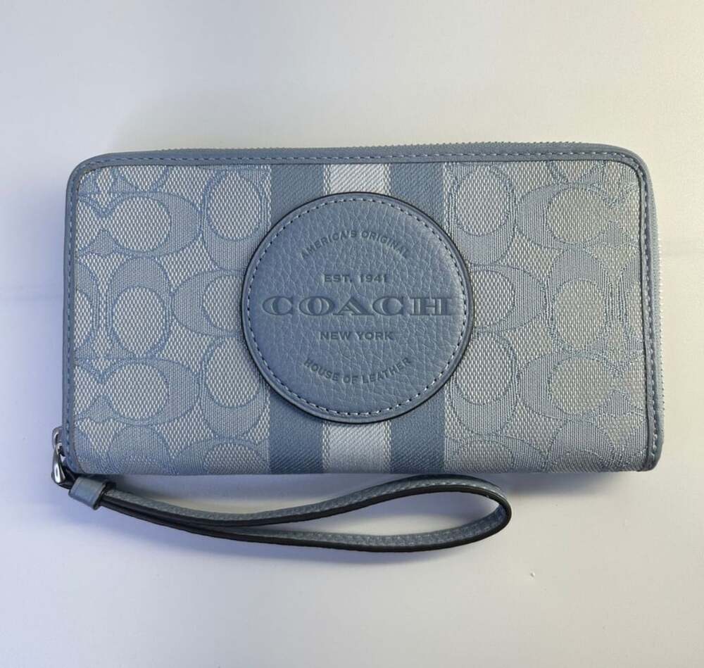 Coach Dempsey Large Phone Wallet In Signature Jacquard With Stripe And Coach Pat